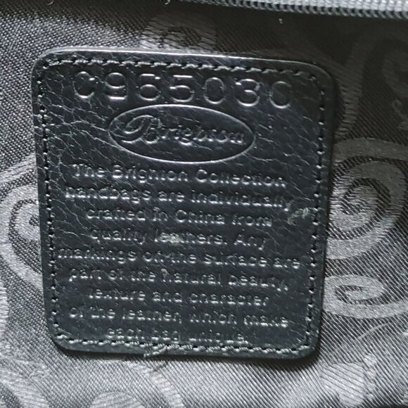 Brighton Leather Floral Embellished Black Retired Calista Croc Embossed Wristlet - Picture 3 of 10